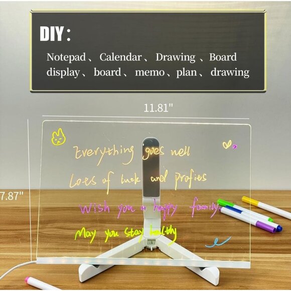 LED Note Board with Colors - Led Acrylic Dry Erase Board with Light & Adjustable - Picture 3 of 4